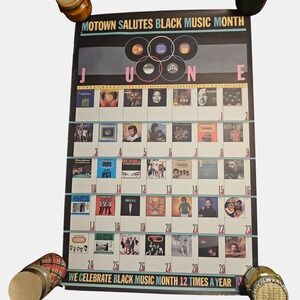 Motown Salutes Black Music Month 24x36 Vintage 1984 Motown Calendar Promo Poster